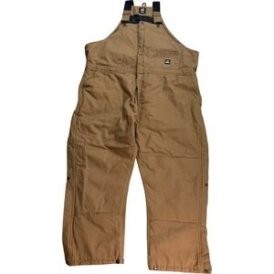Berne Insulated Bib Overalls Coveralls Men's 4XL Brown Duck Workwear Quilt Lined